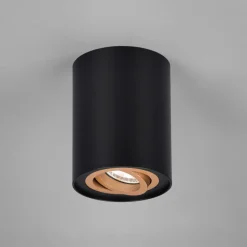 Faretti Da Soffitto-Selezionato da Mazzolaluce Faretto da soffitto cilindro nero oro orientabile