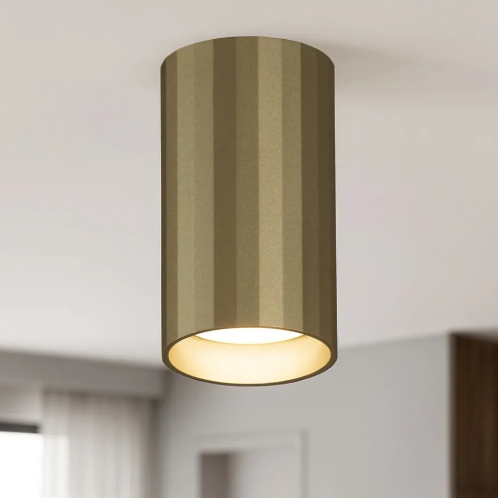 Faretti Da Soffitto-Selezionato da Mazzolaluce Faretto da soffitto crilindrico oro ottone
