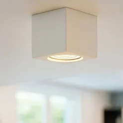 Faretti Da Soffitto-IsyLuce Faretto da soffitto cubo bianco gesso quadrato