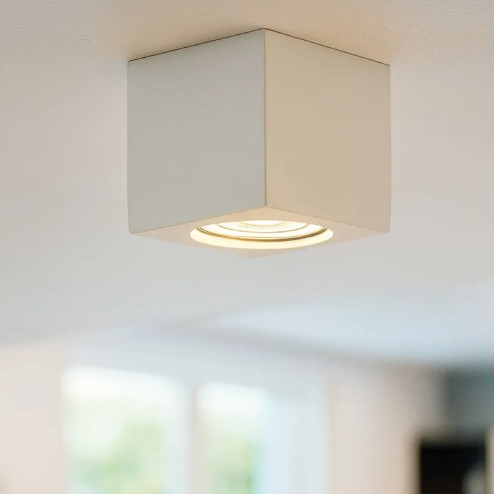 Faretti Da Soffitto-IsyLuce Faretto da soffitto cubo bianco gesso quadrato