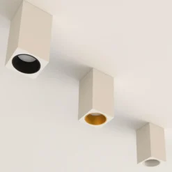Faretti Da Soffitto-Selezionato da Mazzolaluce Faretto da soffitto di gesso bianco oro squadrato