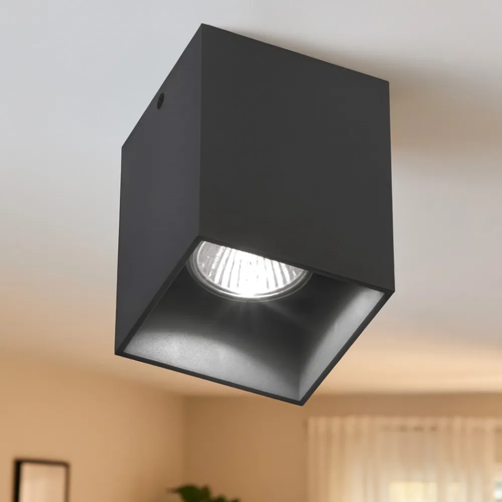 Faretti Da Soffitto-Selezionato da Mazzolaluce Faretto da soffitto gu10 nero cubo per interno