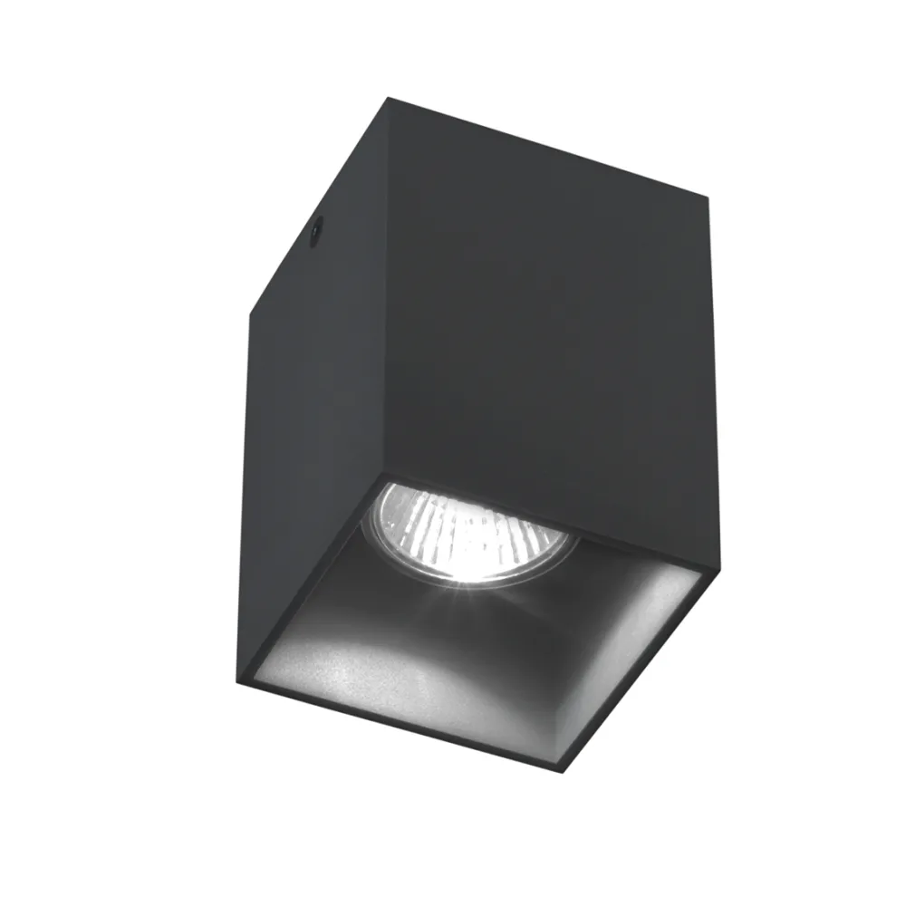 Faretti Da Soffitto-Selezionato da Mazzolaluce Faretto da soffitto gu10 nero cubo per interno