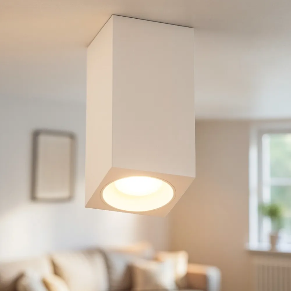 Faretti Da Soffitto-Selezionato da Mazzolaluce Faretto da soffitto in gesso alluminio bianco quadrato