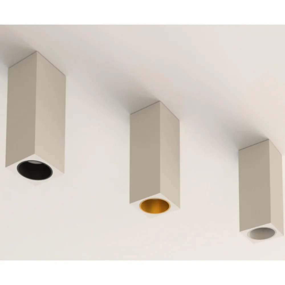 Faretti Da Soffitto-Selezionato da Mazzolaluce Faretto da soffitto in gesso alluminio bianco quadrato
