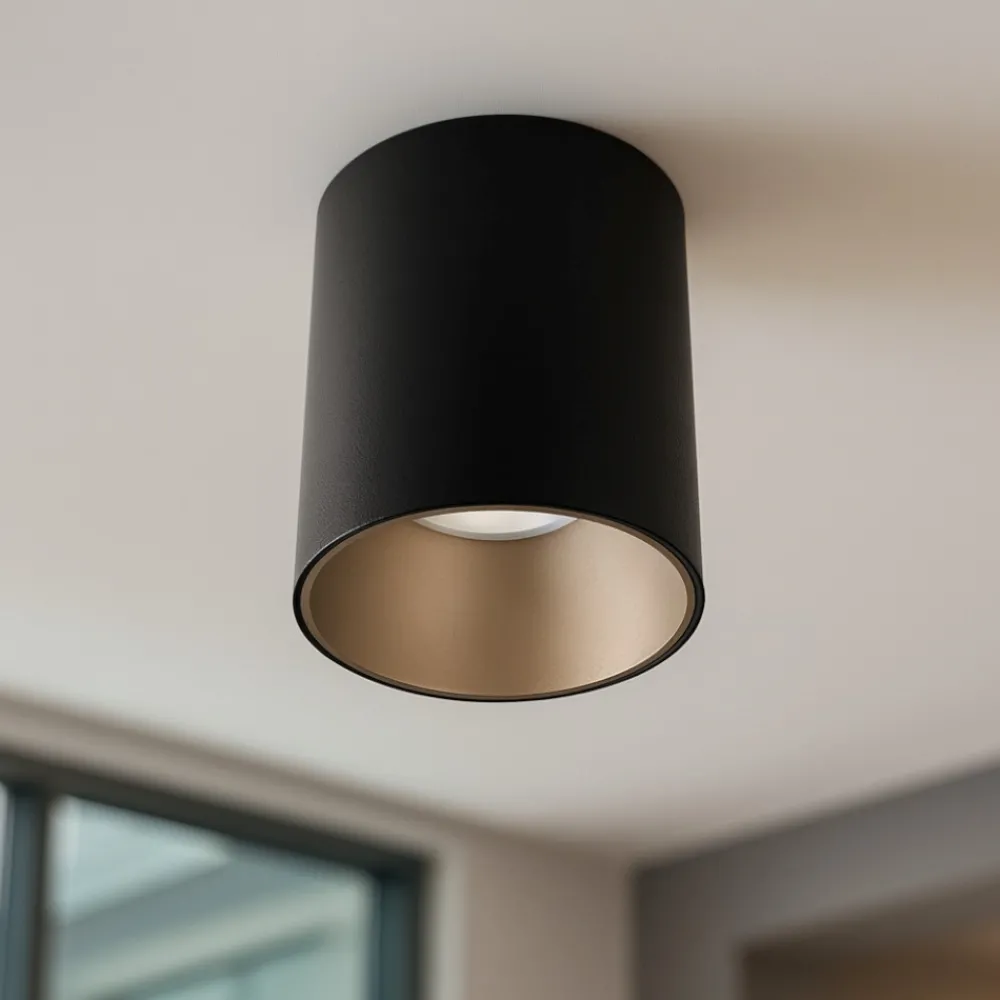 Faretti Da Soffitto-Selezionato da Mazzolaluce Faretto da soffitto nero argento cilindro