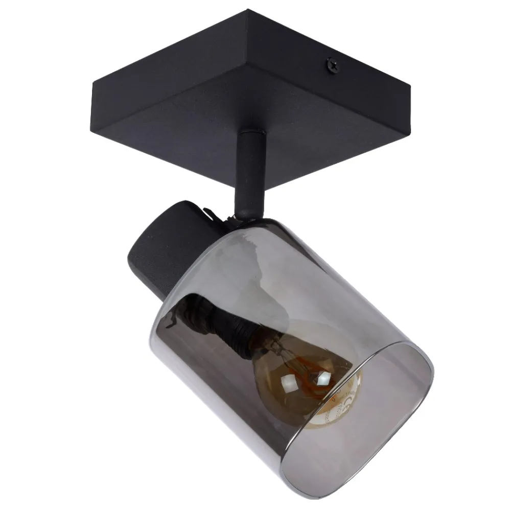 Faretti Da Soffitto-Selezionato da Mazzolaluce Faretto da soffitto nero con vetro fume