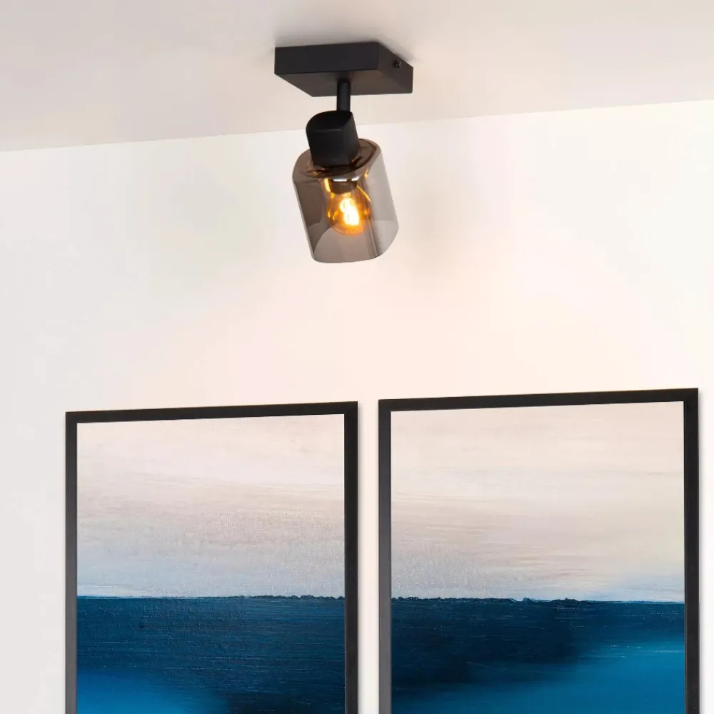Faretti Da Soffitto-Selezionato da Mazzolaluce Faretto da soffitto nero con vetro fume