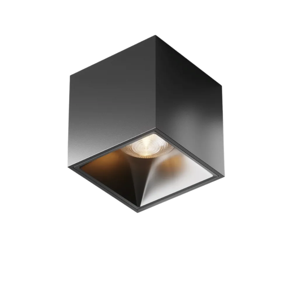 Faretti Da Soffitto-Maytoni Faretto da soffitto nero cubo led 12w 3000k alfa fp
