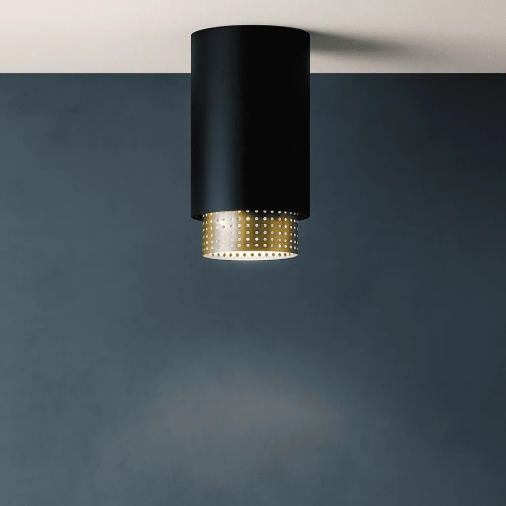 Faretti Da Soffitto-Selezionato da Mazzolaluce Faretto da soffitto nero e oro gu10 per interni