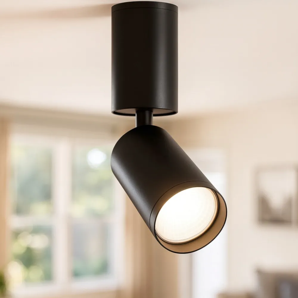 Faretti Da Soffitto-Maytoni Faretto da soffitto orientabile nero cilindro focus