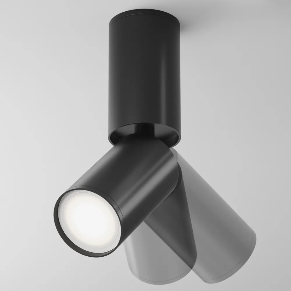 Faretti Da Soffitto-Maytoni Faretto da soffitto orientabile nero cilindro focus