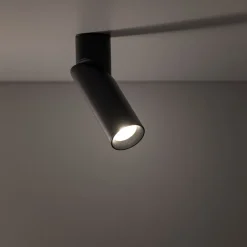Faretti Da Soffitto-Selezionato da Mazzolaluce Faretto da soffitto parete cilindro nero orientabile gu10