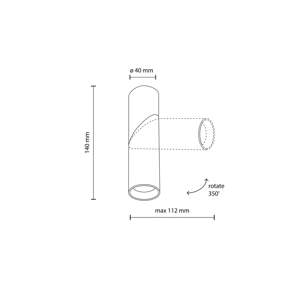 Faretti Da Soffitto-Selezionato da Mazzolaluce Faretto da soffitto parete cilindro nero orientabile gu10