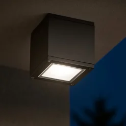 Faretti Da Esterno-IsyLuce Faretto da soffitto per esterno cubo antracite