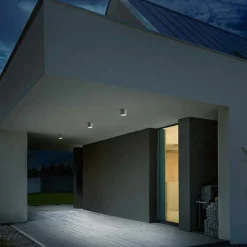 Faretti Da Esterno-IsyLuce Faretto da soffitto per esterno cilindro bianco