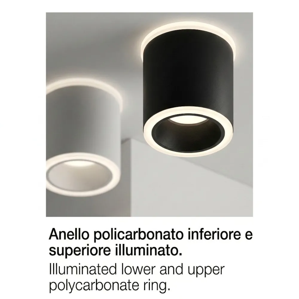 Faretti Da Soffitto-Fabas Luce Faretto da soffitto sporgente bianco cilindro led 13w 3000k