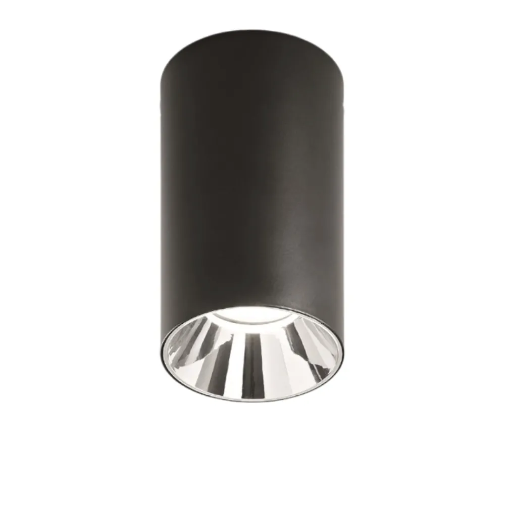 Faretti Da Soffitto-IsyLuce Faretto da soffitto tubo nero riflettore cromato