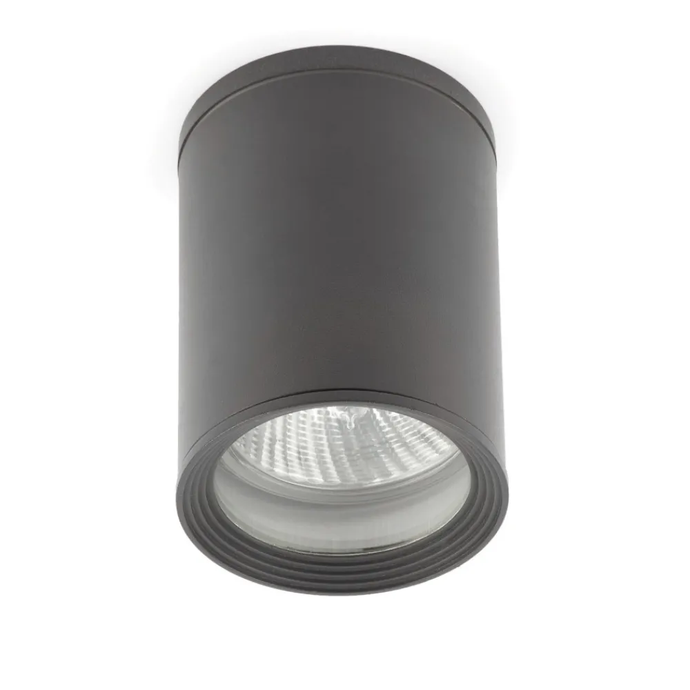 Faretti Da Esterno-Selezionato da Mazzolaluce Faretto da tetto per esterno ip44 cilindro metallo grigio scuro 220v gu10