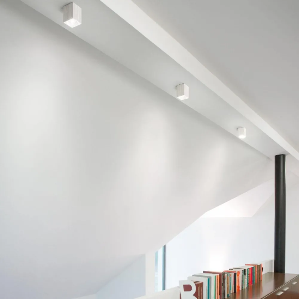 Faretti Da Soffitto-IsyLuce Faretto di gesso cubo da soffitto rigato gypsos