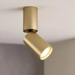 Faretti Da Soffitto-Maytoni Faretto focus cilindro da soffitto oro satinato orientabile