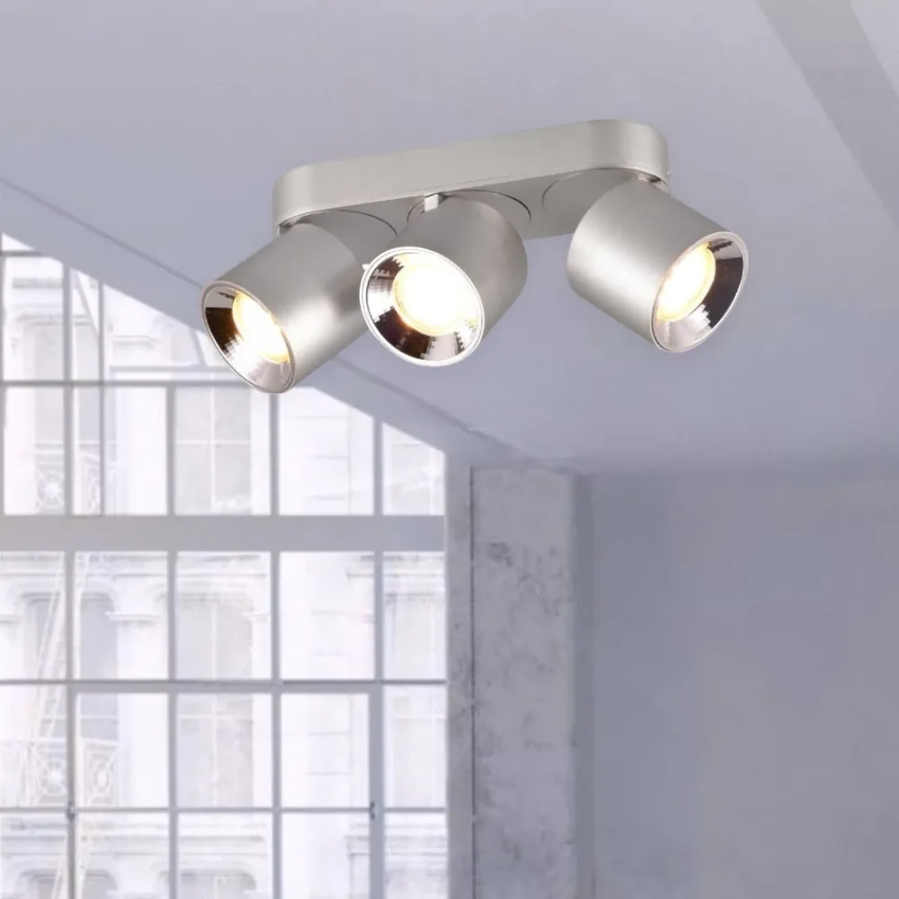 Faretti Da Incasso-Selezionato da Mazzolaluce Faretto grigio da incasso o plafone a soffitto 3 luci orientabili