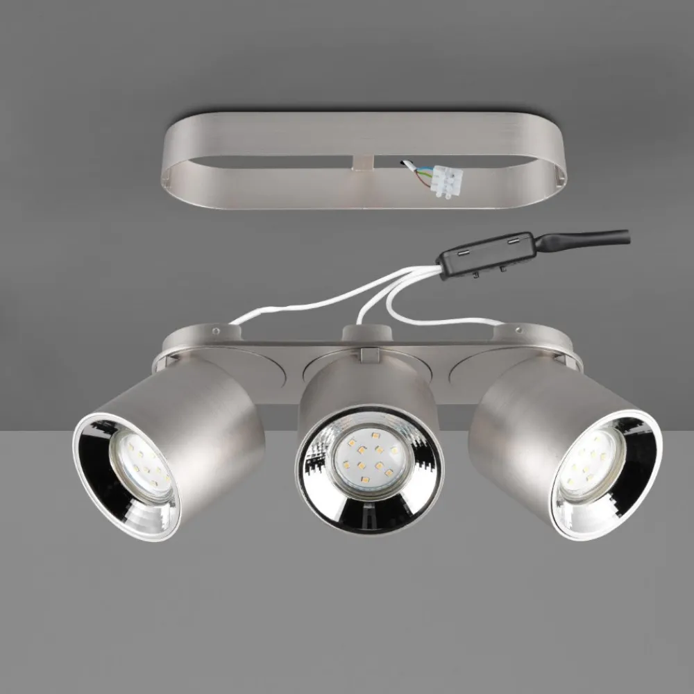 Faretti Da Incasso-Selezionato da Mazzolaluce Faretto grigio da incasso o plafone a soffitto 3 luci orientabili