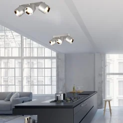 Faretti Da Incasso-Selezionato da Mazzolaluce Faretto grigio da incasso o plafone a soffitto 3 luci orientabili