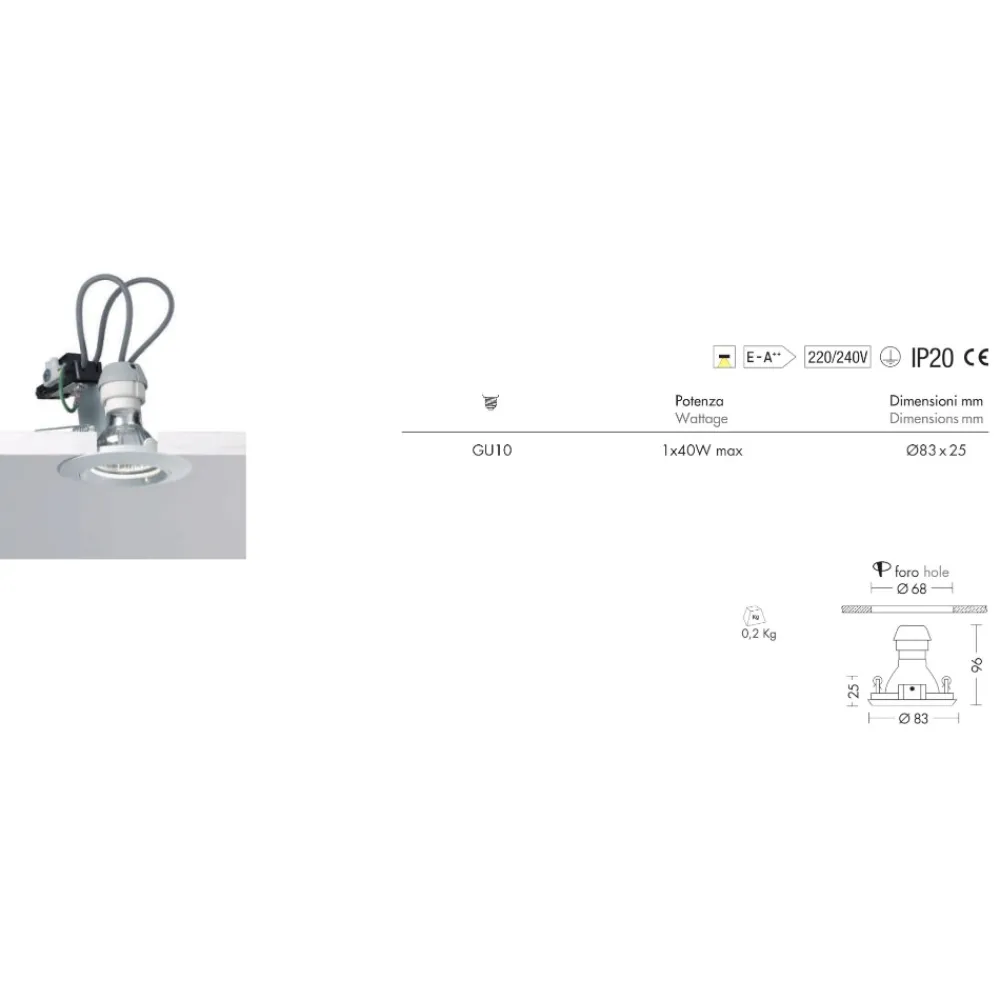 Faretti Da Incasso-Selezionato da Mazzolaluce Faretto gu10 tondo metallo bianco da incasso per soffitto in cartongesso