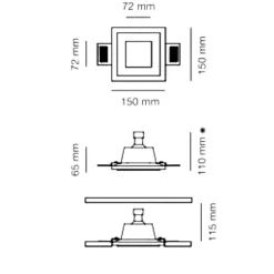 Faretti Da Incasso-Selezionato da Mazzolaluce Faretto in gesso cristaly quadrato gu10 con vetro da incasso a soffitto