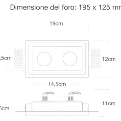 Faretti Da Incasso-Selezionato da Mazzolaluce Faretto in gesso da incasso a soffitto 2 luci rettangolare