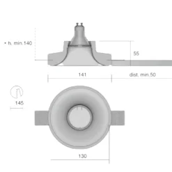 Faretti Da Incasso-IsyLuce Faretto in gesso da incasso a soffitto rotondo