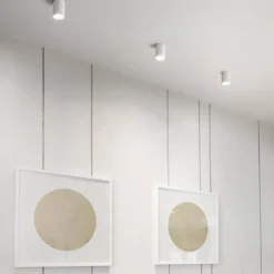 Faretti Da Soffitto-IsyLuce Faretto in gesso da soffitto cilindro rigato gypsos