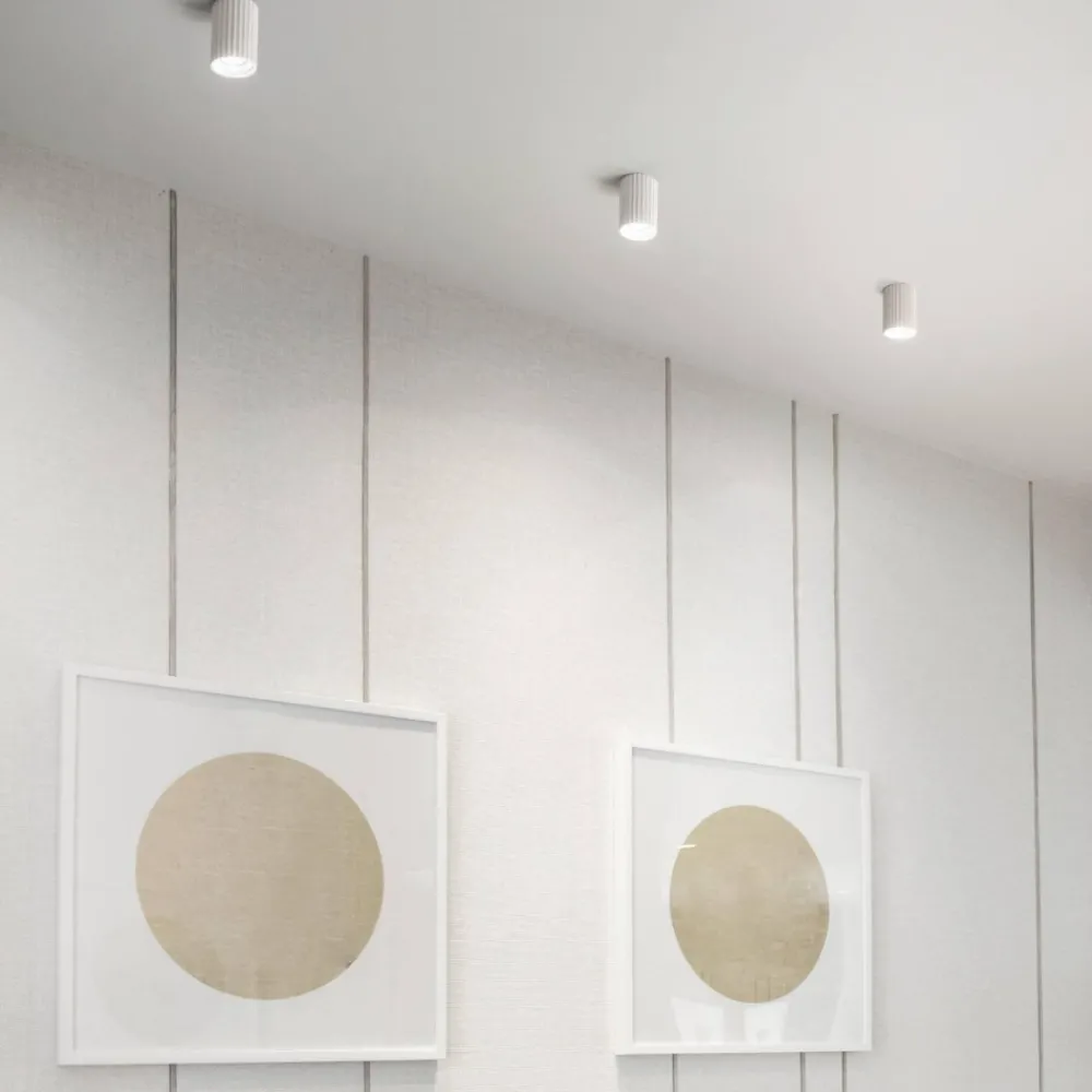 Faretti Da Soffitto-IsyLuce Faretto in gesso da soffitto cilindro rigato gypsos