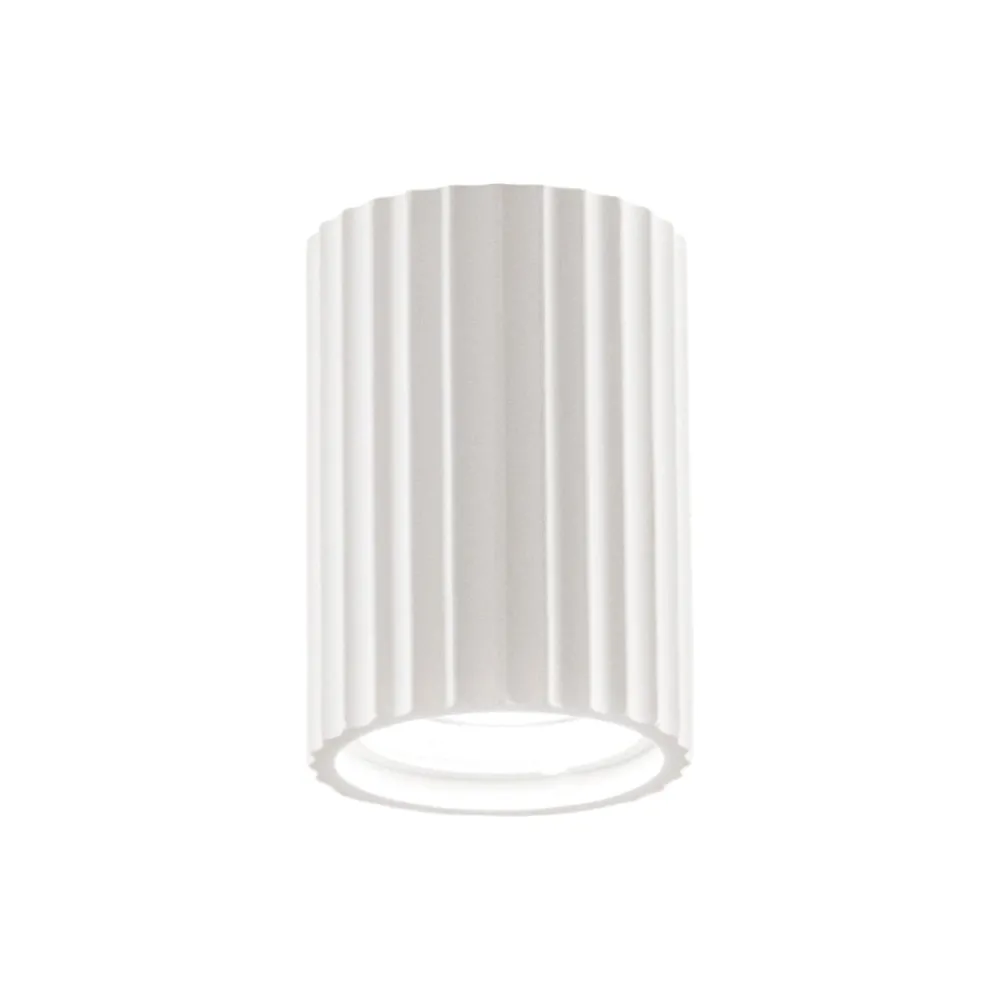 Faretti Da Soffitto-IsyLuce Faretto in gesso da soffitto cilindro rigato gypsos