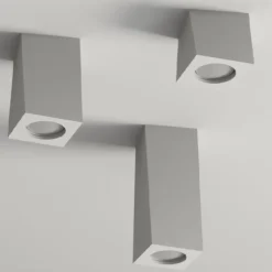 Faretti Da Incasso-Selezionato da Mazzolaluce Faretto in gesso quadrato da incasso a soffitto sporgente