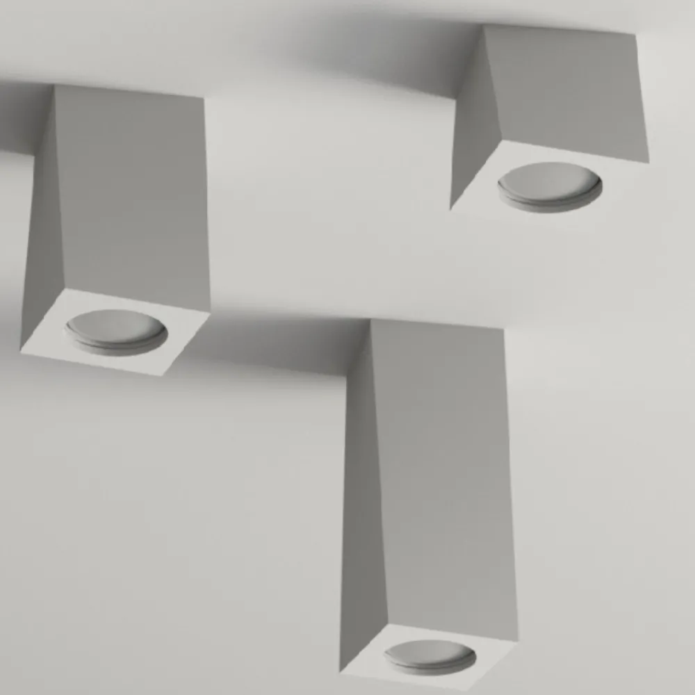 Faretti Da Incasso-Selezionato da Mazzolaluce Faretto in gesso quadrato da incasso a soffitto sporgente