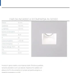 Faretti Da Incasso-Selezionato da Mazzolaluce Faretto in gesso quadrato da incasso a scomparsa gu10 220v
