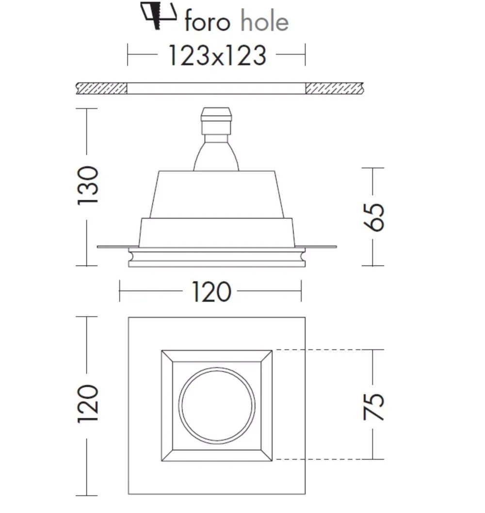 Faretti Da Incasso-Selezionato da Mazzolaluce Faretto in gesso quadrato da incasso a scomparsa gu10 220v