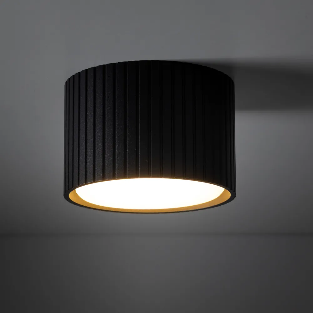 Faretti Da Soffitto-Selezionato da Mazzolaluce Faretto lampada da soffitto cilindro nero rigato gx53