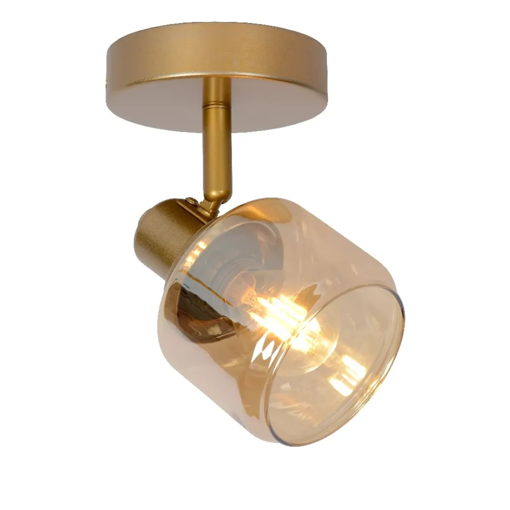 Faretti Da Soffitto-Selezionato da Mazzolaluce Faretto lampada da soffitto oro con vetroambra orientabile