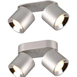 Plafoniere Moderne-Selezionato da Mazzolaluce Faretto led da incasso o plafone grigio cromo 2 luci orientabili