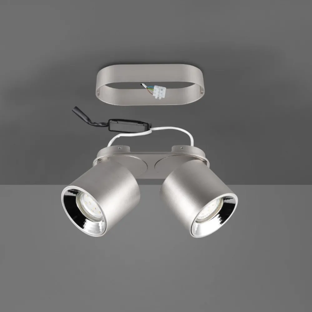 Plafoniere Moderne-Selezionato da Mazzolaluce Faretto led da incasso o plafone grigio cromo 2 luci orientabili