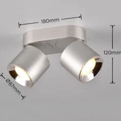 Plafoniere Moderne-Selezionato da Mazzolaluce Faretto led da incasso o plafone grigio cromo 2 luci orientabili
