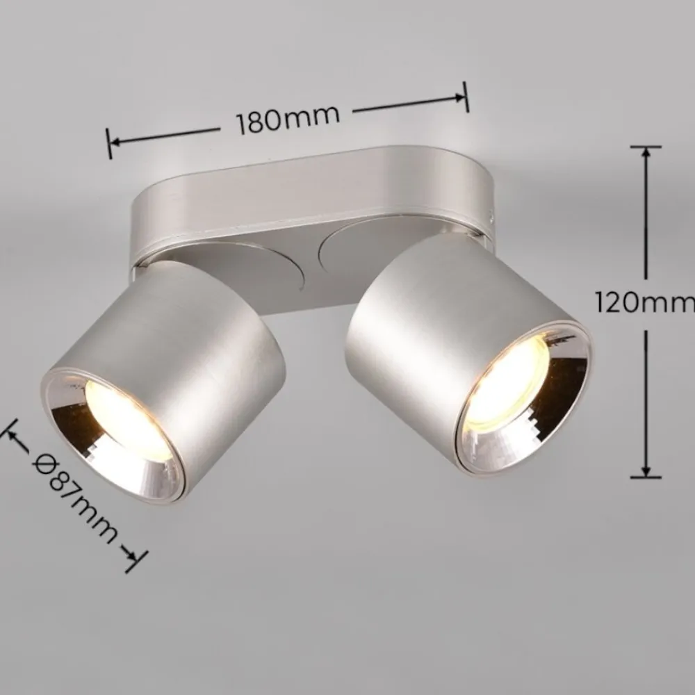 Plafoniere Moderne-Selezionato da Mazzolaluce Faretto led da incasso o plafone grigio cromo 2 luci orientabili
