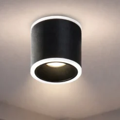 Faretti Da Soffitto-Fabas Luce Faretto led da soffitto nero cilindro 13w 3000k paca