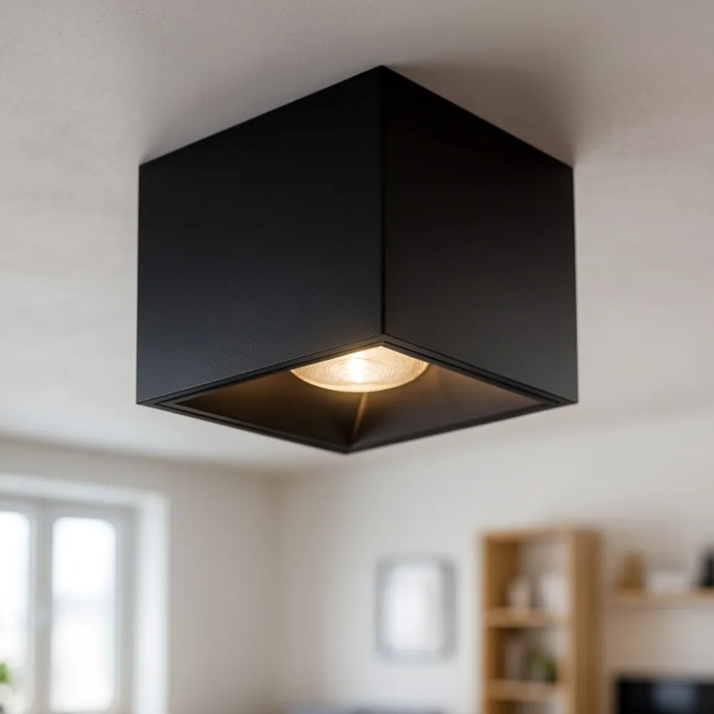 Faretti Da Soffitto-Maytoni Faretto led 12w 4000k focus cubo nero da soffitto