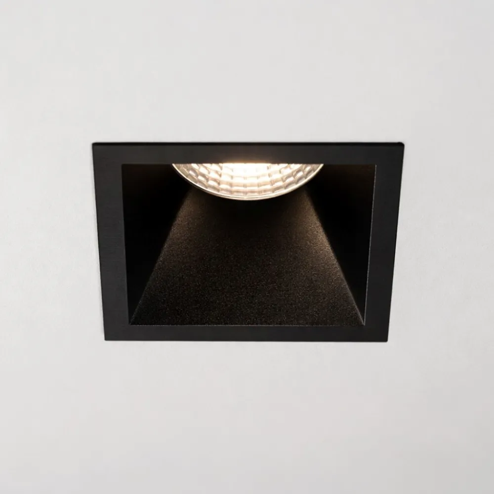 Faretti Da Incasso-Selezionato da Mazzolaluce Faretto led 7w 3000k quadrato nero da incasso a soffitto