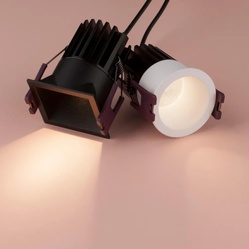 Faretti Da Incasso-Selezionato da Mazzolaluce Faretto led 7w 3000k quadrato nero da incasso a soffitto