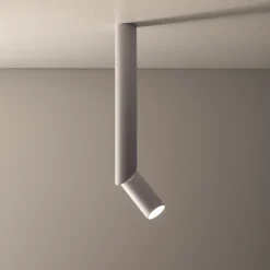 Faretti Da Soffitto-Selezionato da Mazzolaluce Faretto lungo cilindro da soffitto orientabile bianco